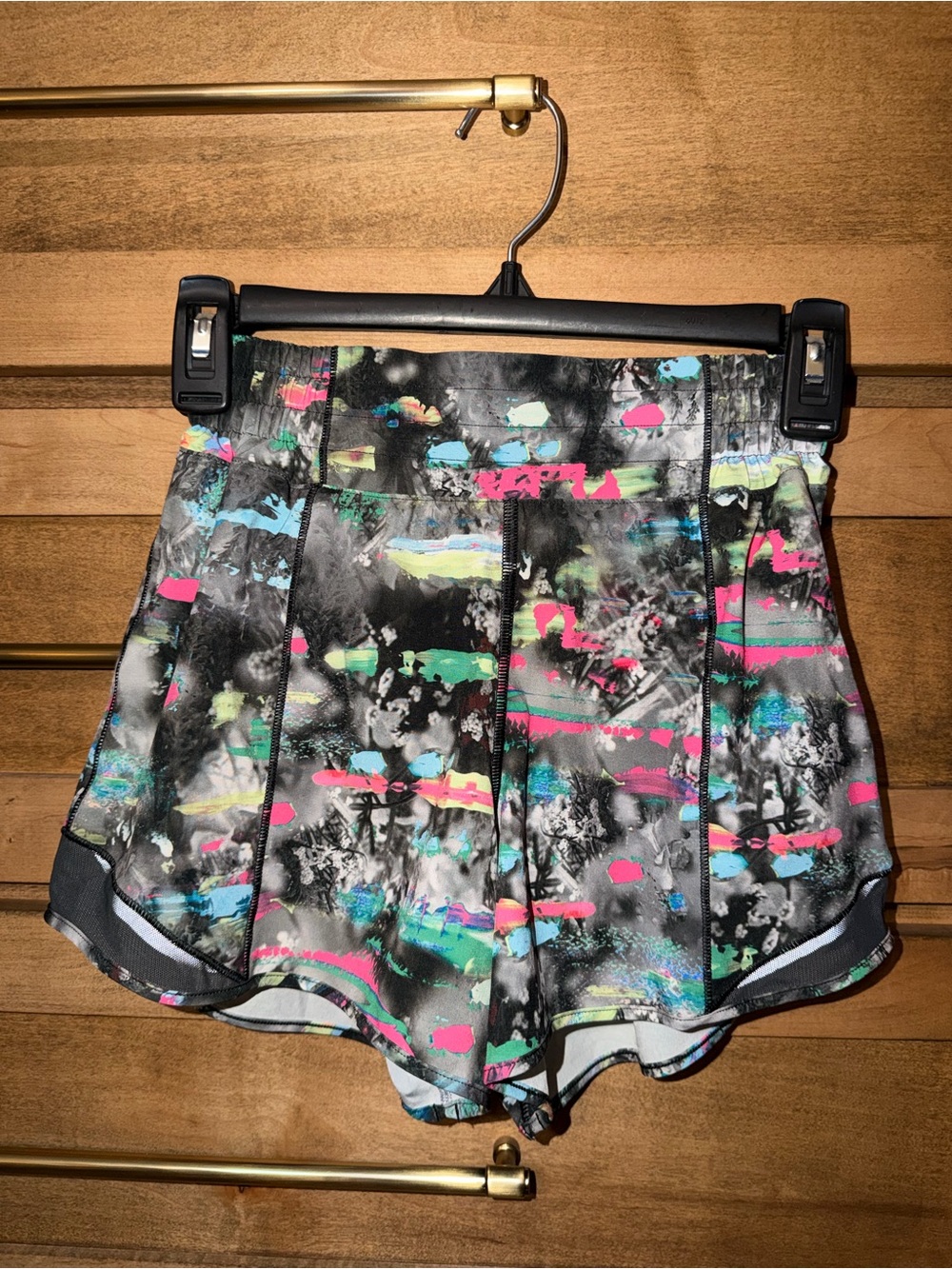 lululemon athletica Black Multicolor Abstract Hotty Hot HR Athletic Shorts
